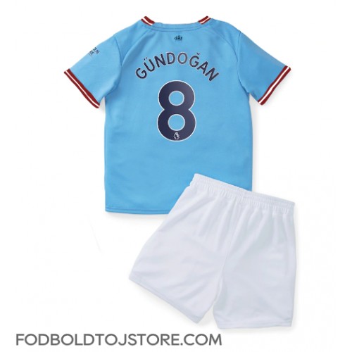 Manchester City Ilkay Gundogan #8 Hjemmebanesæt Børn 2022-23 Kortærmet (+ Korte bukser)